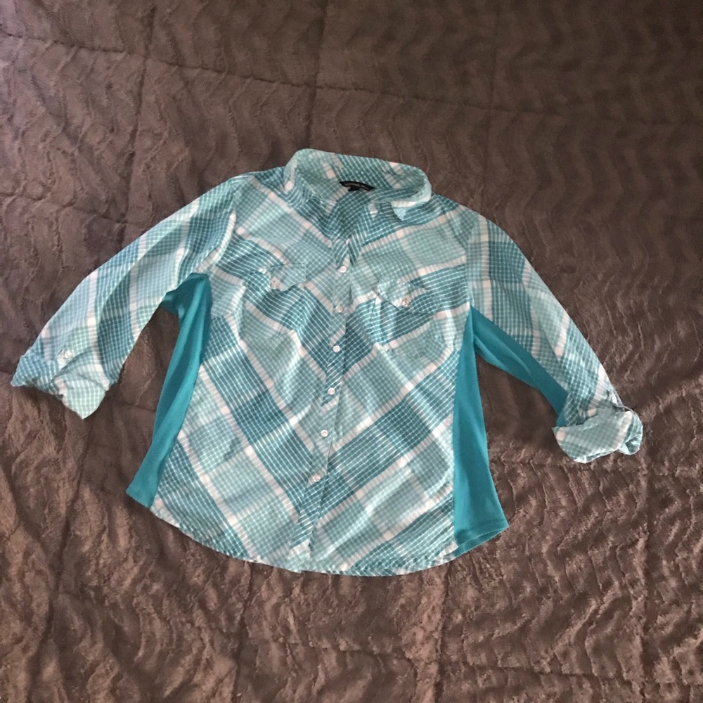 Blue Stripped Button Down Top